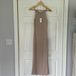 Women’s knit crochet tan maxi